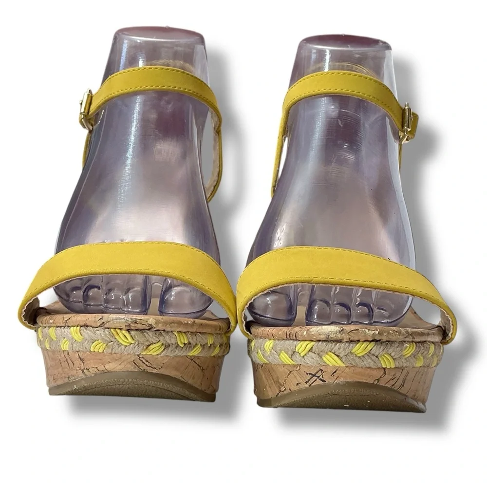 Me Too Yellow Montana Cork Wedge Sandals
